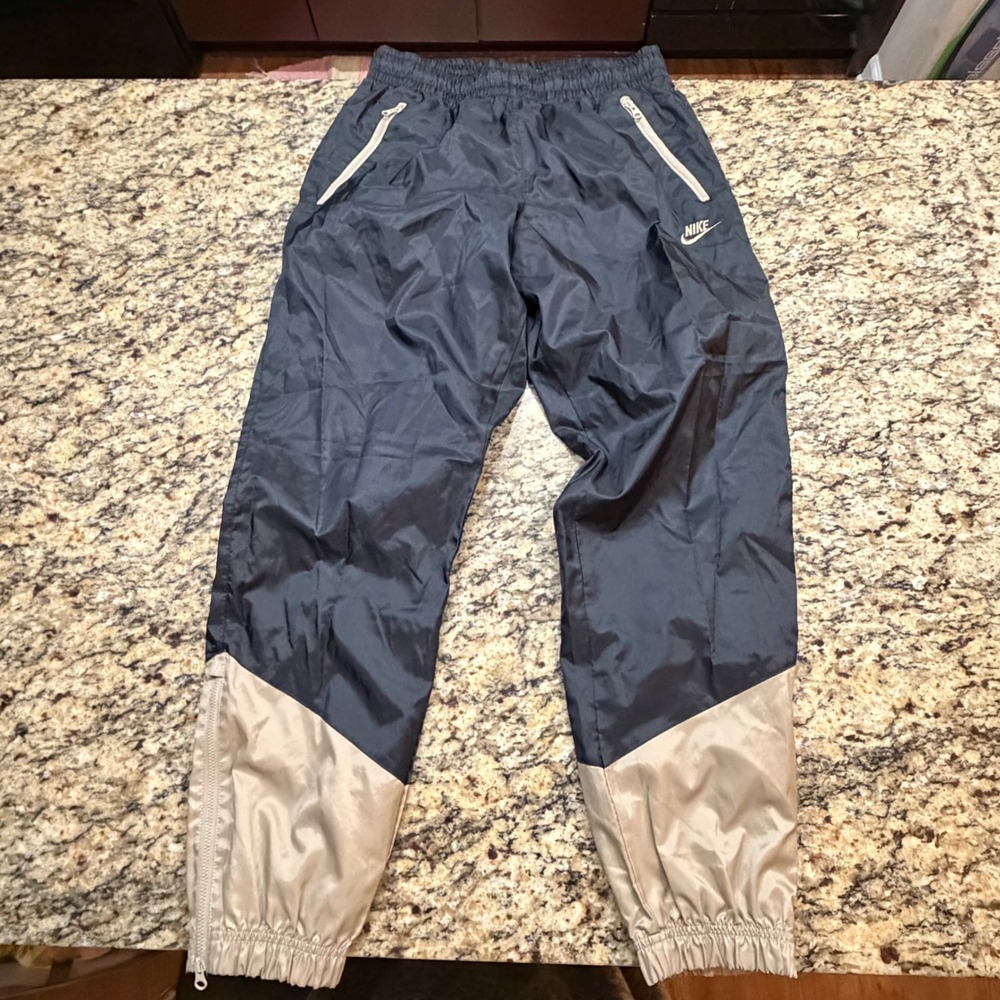 Nike Mens Heritage Windrunner Track Pants Black Tan Zippered Joggers Medium v